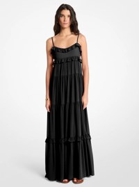 Ruffled Georgette Tiered Maxi Dress