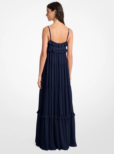 Ruffled Georgette Tiered Maxi Dress in MIDNIGHTBLUE | Michael Kors