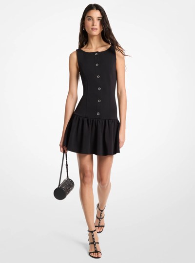 Double-Knit Crepe Drop-Waist Dress in BLACK | Michael Kors