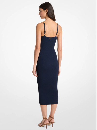 Embellished Ribbed Knit Tank Dress in MIDNIGHTBLUE | Michael Kors