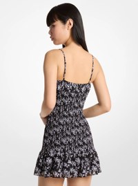 Floral Print Georgette Smocked Dress