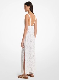 Vestido largo de encaje trenzado de flores