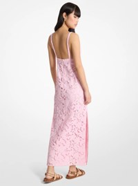 Vestido largo de encaje trenzado de flores