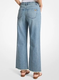 Eloise Frayed Denim Cropped Wide-Leg Jeans