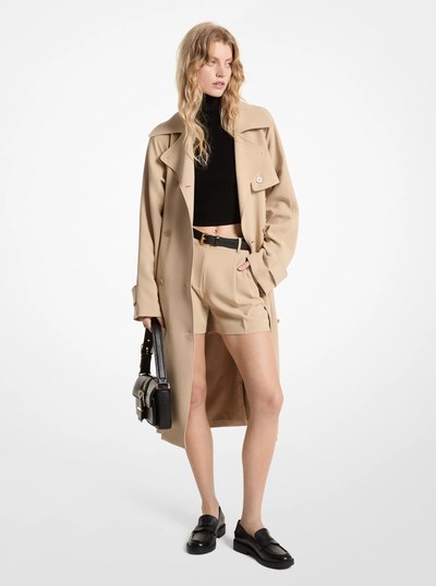 Textured Crepe Trench Coat in KHAKI | Michael Kors