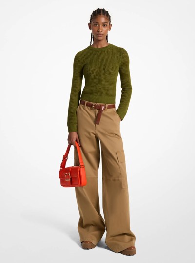 Merino Wool Mesh Sweater in EVERGREEN | Michael Kors