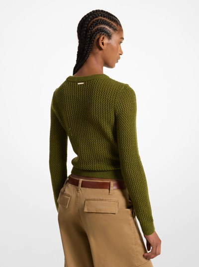 Merino Wool Mesh Sweater in EVERGREEN | Michael Kors