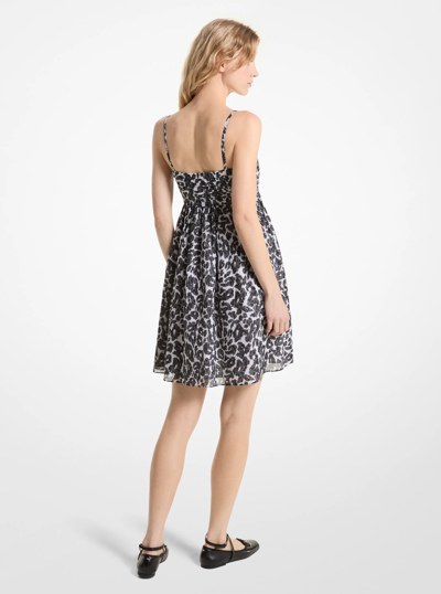 Leopard Logo Cotton Dress in ALUMINUM | Michael Kors
