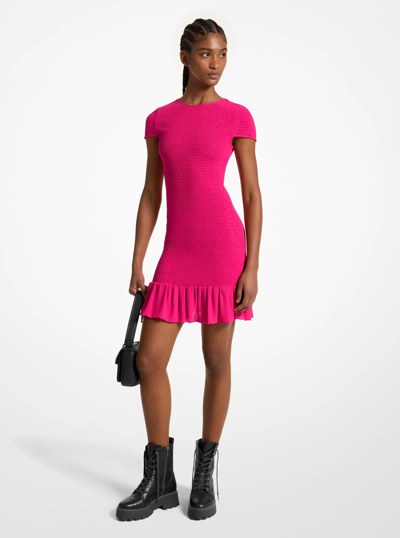 Smocked Georgette Mini Dress in WILDBERRY | Michael Kors