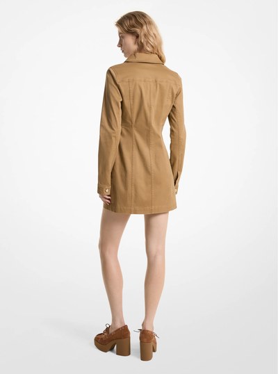 Stretch Organic Cotton Lace-Up Dress in DARK CAMEL | Michael Kors