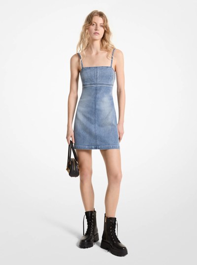 Stretch Denim Mini Dress in BLUE VINTAGE WASH | Michael Kors