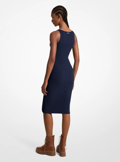 Ribbed Stretch Knit Midi Tank Dress in MIDNIGHTBLUE | Michael Kors