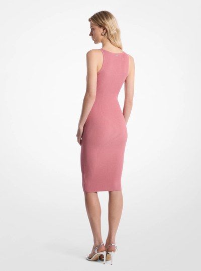 Ribbed Stretch Knit Midi Tank Dress in ROSEWATER | Michael Kors