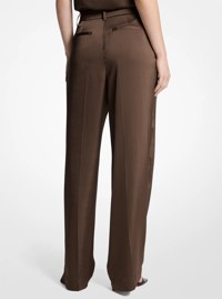 Pantalon &agrave; jambe large en satin drap&eacute;