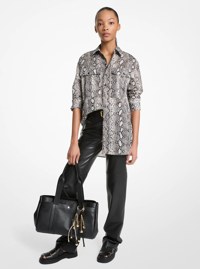 Snake Print Cotton Lawn Shirt