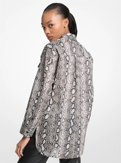 Snake Print Cotton Lawn Shirt in SOFT ECRU | Michael Kors