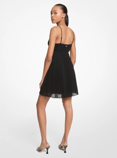 Pleated Slip Dress in BLACK | Michael Kors