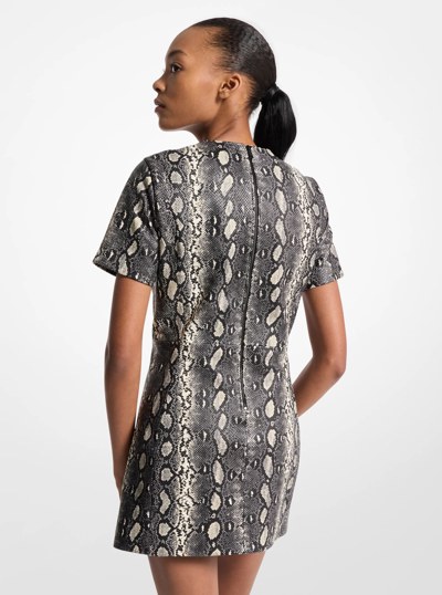 Snake Embossed Leather Mini Dress in SOFT ECRU | Michael Kors