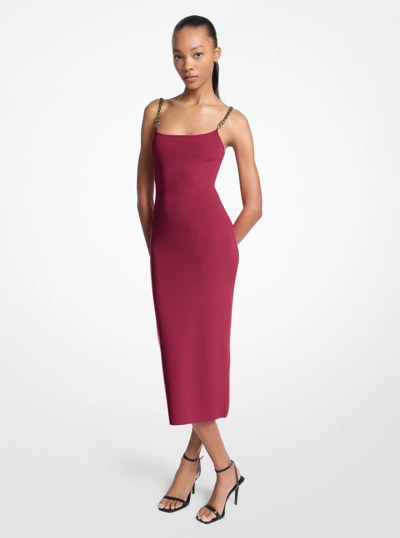 Embellished Viscose Blend Midi Dress in DEEPMULBERRY | Michael Kors