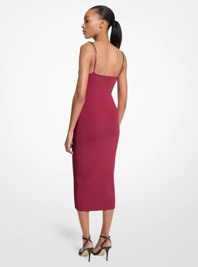 Embellished Viscose Blend Midi Dress in DEEPMULBERRY | Michael Kors