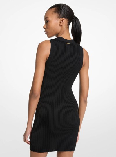Ribbed Viscose Blend Dress in BLACK | Michael Kors