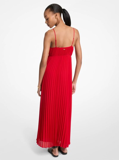 Pleated Georgette Maxi Dress in CRIMSON | Michael Kors