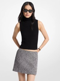 Cotton Blend Tweed Mini Skirt