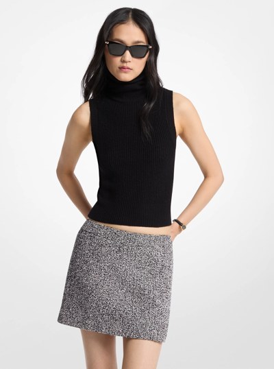 Cotton Blend Tweed Mini Skirt in BLACK/BONE | Michael Kors