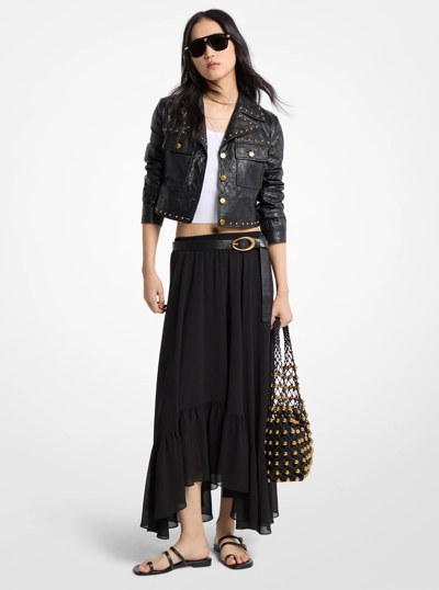 Georgette High-Low Skirt in BLACK | Michael Kors