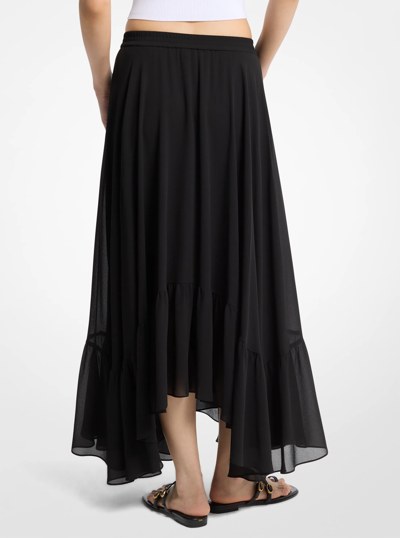 Georgette High-Low Skirt in BLACK | Michael Kors