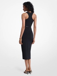 Vestido de tirantes de jersey el&aacute;stico mate con espalda cruzada y cintur&oacute;n