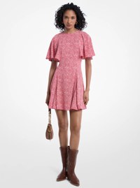 Vestido mini de crep&eacute; satinado con estampado