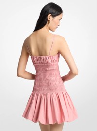 Vestido de popelina de algod&oacute;n con fruncidos y dobladillo acampanado