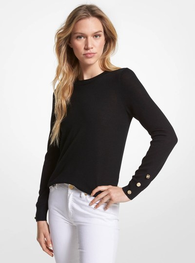 Merino Wool Blend Sweater in BLACK | Michael Kors