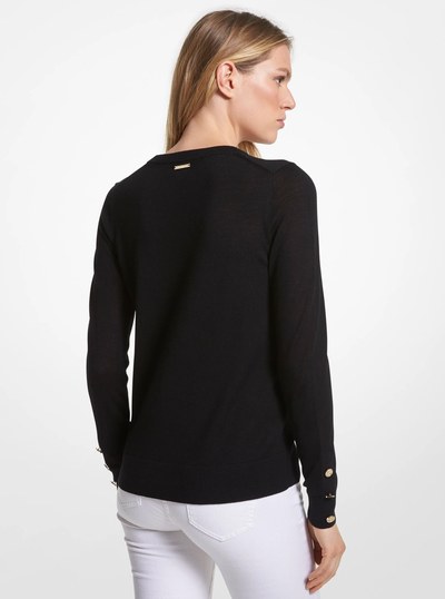 Merino Wool Blend Sweater in BLACK | Michael Kors