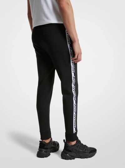Logo Tape Cotton Blend Joggers in BLACK | Michael Kors