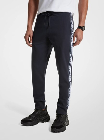 Logo Tape Cotton Blend Joggers in MIDNIGHT | Michael Kors
