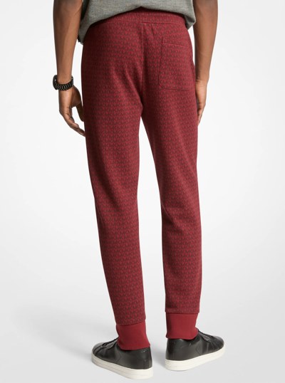 Signature Logo Print Cotton Blend Joggers in CHERRY | Michael Kors