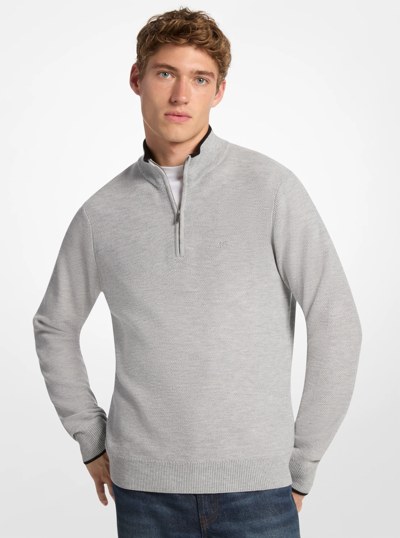 Wool Blend Quarter-Zip Sweater in HEATHER GREY | Michael Kors