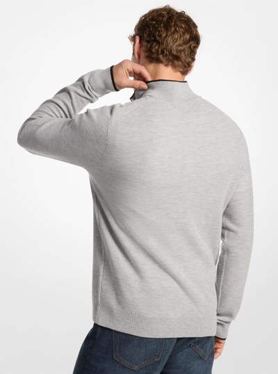 Wool Blend Quarter-Zip Sweater in HEATHER GREY | Michael Kors