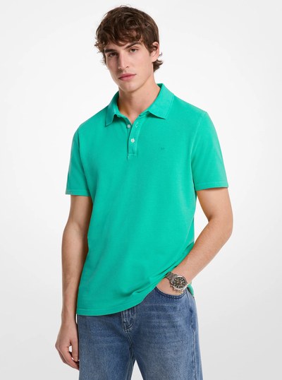 Cotton Piqu&eacute; Polo Shirt in GRASS GREEN | Michael Kors