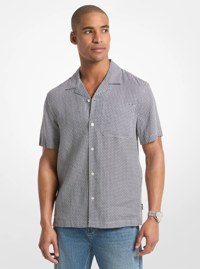 Chemise en lin &agrave; motif g&eacute;om&eacute;trique