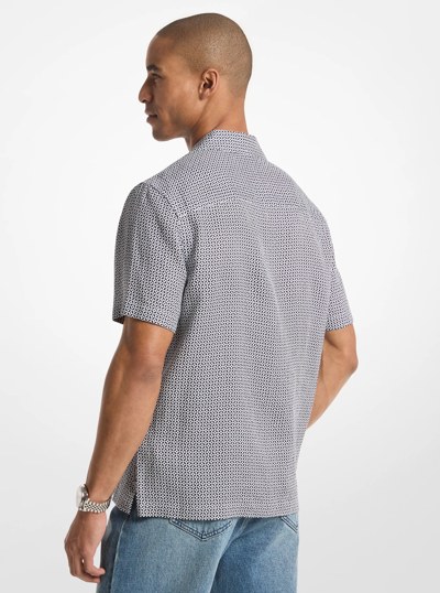 Chemise en lin &agrave; motif g&eacute;om&eacute;trique in MINUIT | Michael Kors