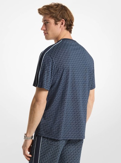 T-shirt en coton &agrave; logo Signature in MINUIT | Michael Kors