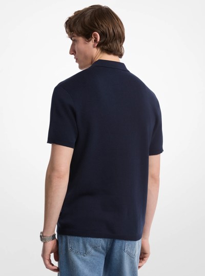 Cotton Zip-Up Polo Shirt in MIDNIGHT | Michael Kors