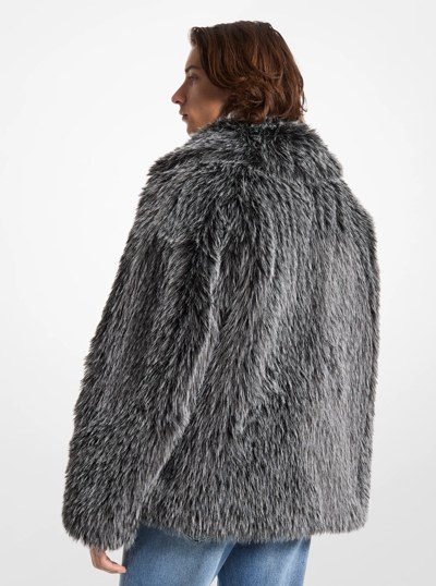 Faux Fur Peacoat in BLACK/WHITE | Michael Kors
