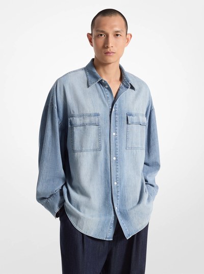 Oversized Chambray Shirt in BLUE VINTAGE WASH | Michael Kors