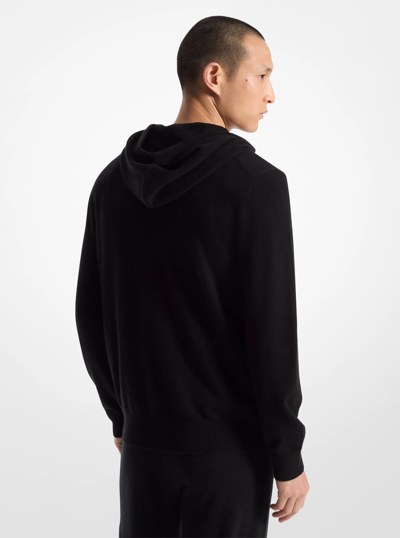 Wool and Cashmere Blend Zip-Up Hoodie in BLACK | Michael Kors