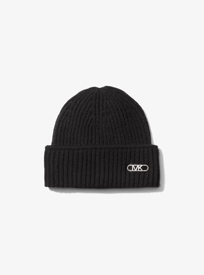 Ribbed Stretch Wool Beanie Hat in BLACK | Michael Kors