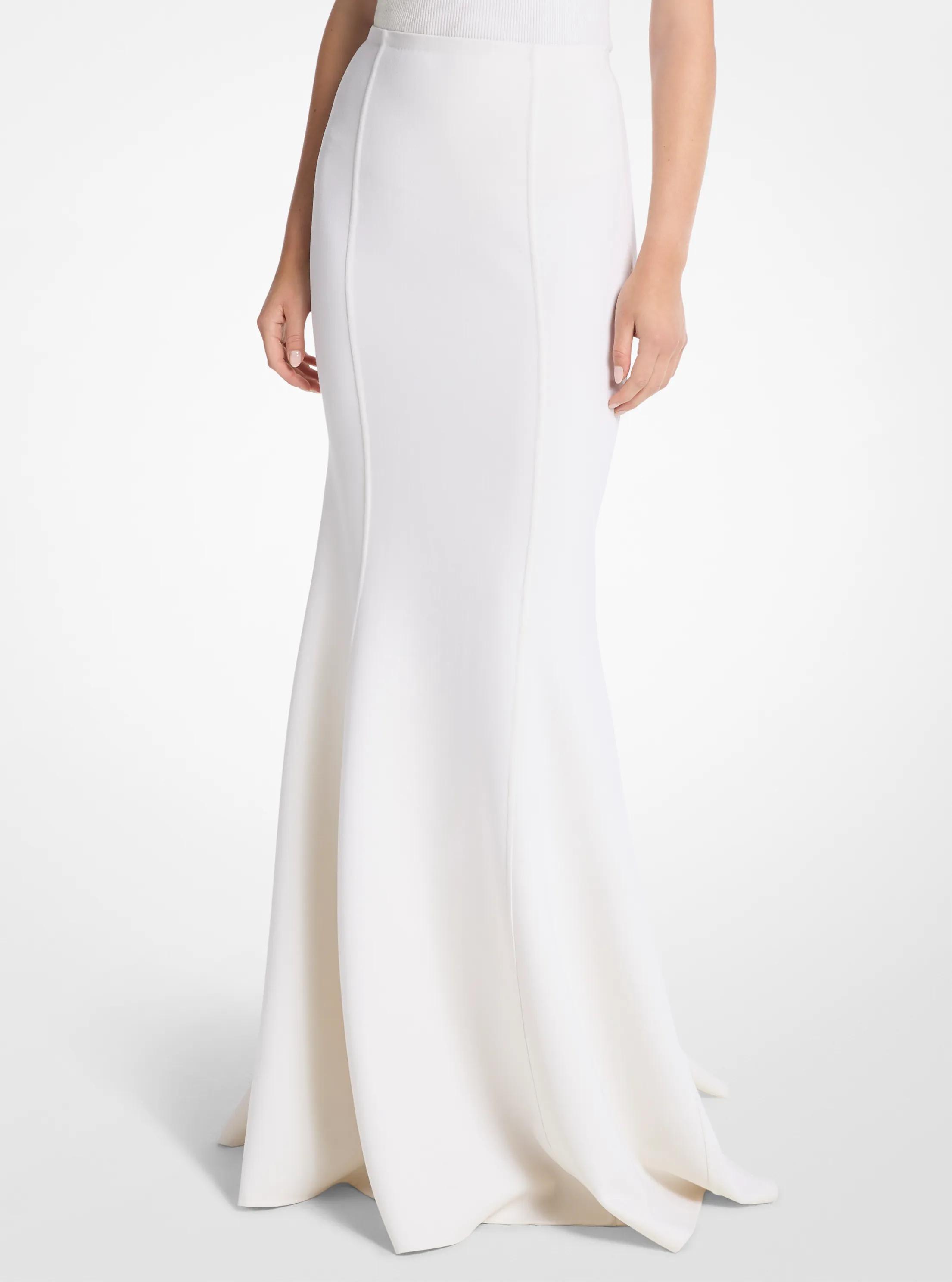 Double Faced Stretch Wool Fishtail Skirt in IVORY | Michael Kors